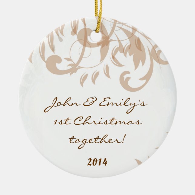 Autumn Damask Lace Fall Personalized Name Ornament (Front)