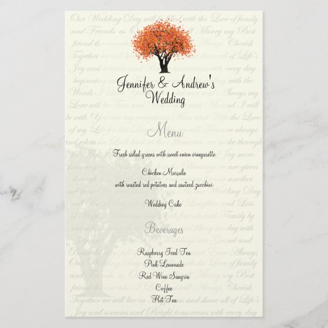 Autumn Dancing Blooms Menu (Front)