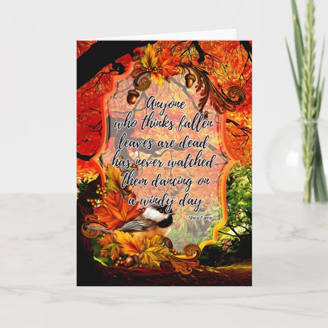 Autumn Dancing Leaves Greeting Card (Front)