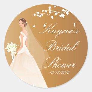 Autumn Dark Gold Bride Bridal Shower Sticker