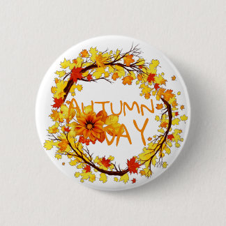 Autumn day leaves Button