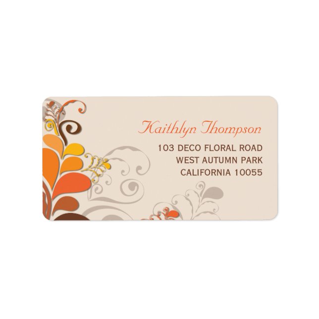 Autumn Deco Floral Swirls Address Labels (Front)