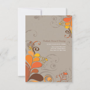 Autumn Deco Floral Swirls Wedding Reception Invitation