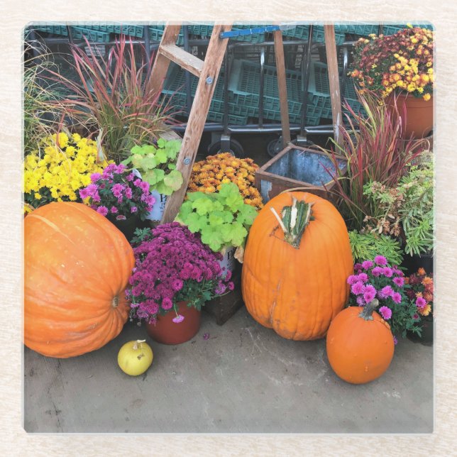 Autumn Decor Glass Coaster (Front)