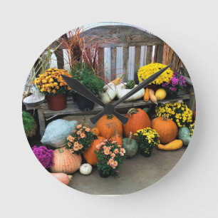 Autumn Decor Round Clock