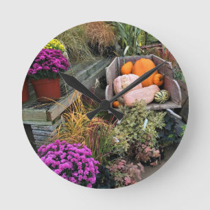 Autumn Decor Round Clock