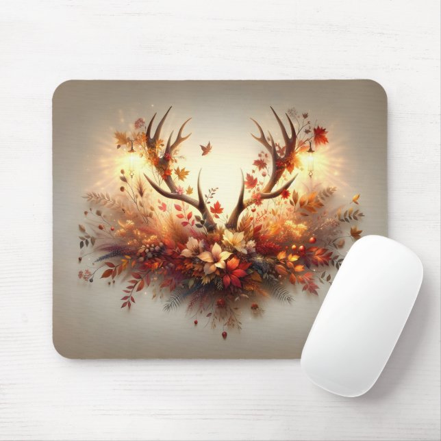 Autumn Deer Antler Bouquet Mouse Pad (With Mouse)