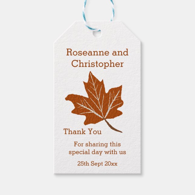 Autumn Design Wedding Gift Tags (Front)