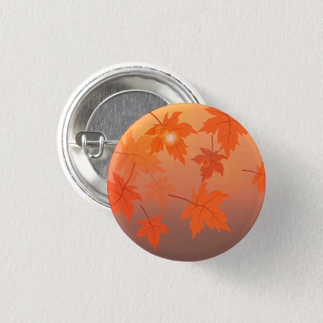 Autumn design with maple leaves and bokeh effect 1 inch round button (Front & Back)
