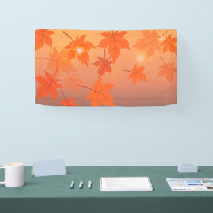 Autumn design with maple leaves and bokeh effect banner