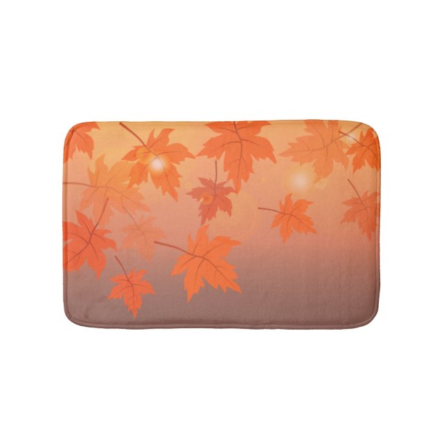 Autumn design with maple leaves and bokeh effect   bath mat (Front)