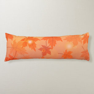 Autumn design with maple leaves and bokeh effect body pillow
