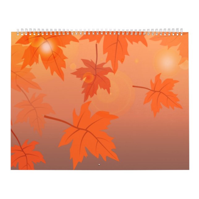 Autumn design with maple leaves and bokeh effect   calendar (Cover)
