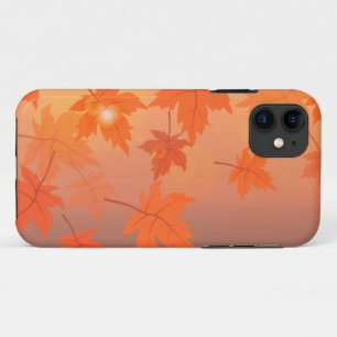 Autumn design with maple leaves and bokeh effect  iPhone 11 case