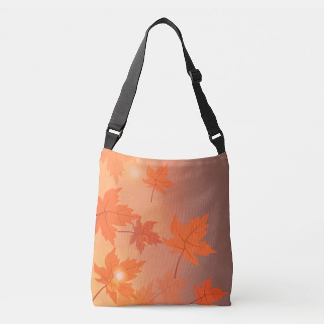 Autumn design with maple leaves and bokeh effect   crossbody bag (Front)