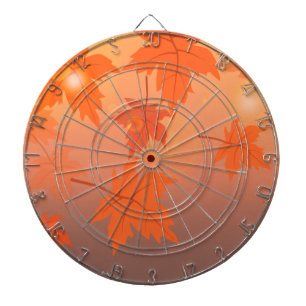 Autumn design with maple leaves and bokeh effect dartboard