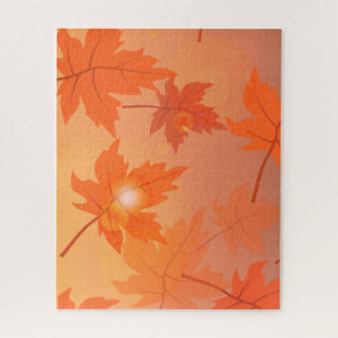 Autumn design with maple leaves and bokeh effect   jigsaw puzzle
