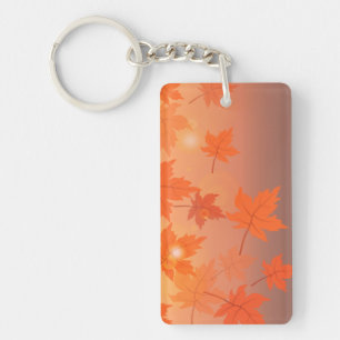 Autumn design with maple leaves and bokeh effect  keychain