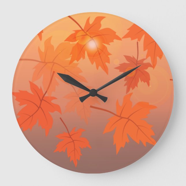 Autumn design with maple leaves and bokeh effect   large clock (Front)