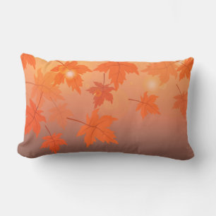 Autumn design with maple leaves and bokeh effect  lumbar pillow