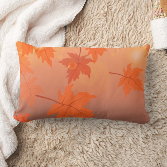 Autumn design with maple leaves and bokeh effect   lumbar pillow (Blanket)