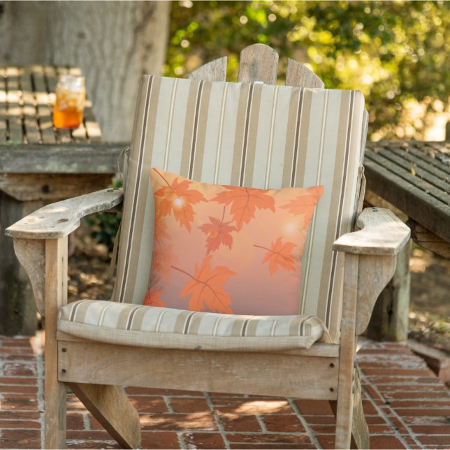Autumn design with maple leaves and bokeh effect   outdoor pillow (Chair)