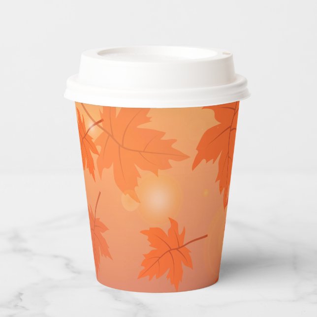 Autumn design with maple leaves and bokeh effect   paper cups (Front)