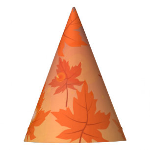 Autumn design with maple leaves and bokeh effect   party hat