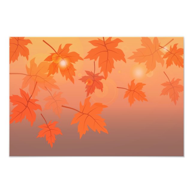 Autumn design with maple leaves and bokeh effect   photo print (Front)