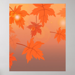 Autumn design with maple leaves and bokeh effect poster