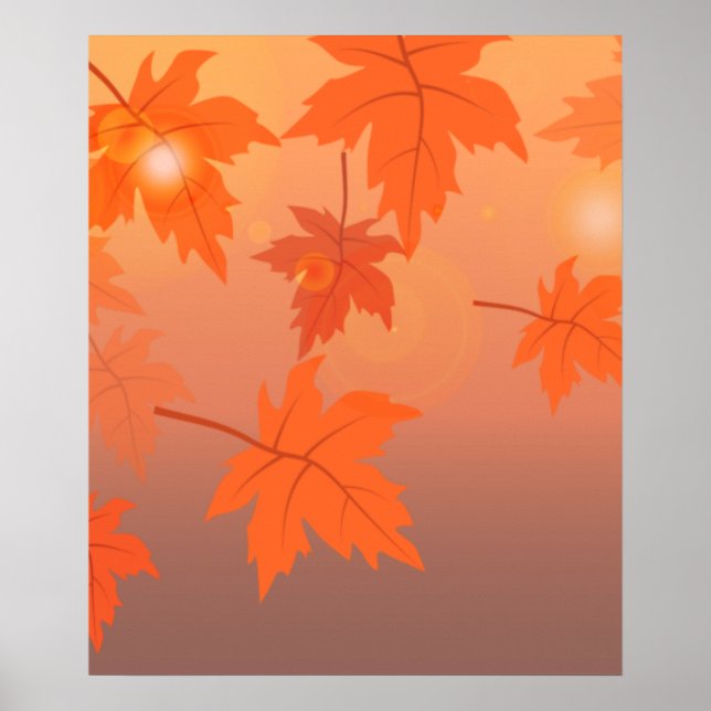 Autumn design with maple leaves and bokeh effect   poster (Front)