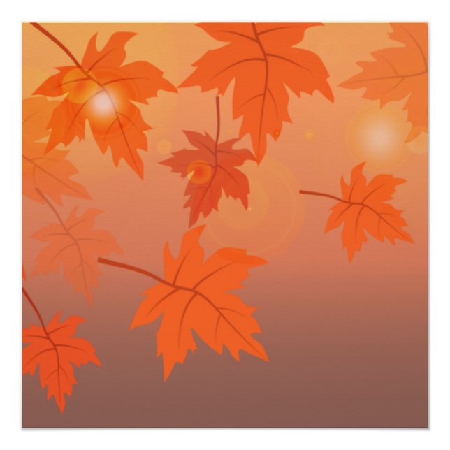 Autumn design with maple leaves and bokeh effect   poster (Front)