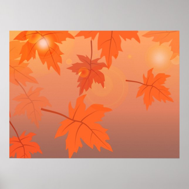 Autumn design with maple leaves and bokeh effect   poster (Front)