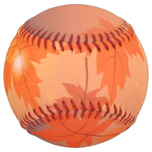 Autumn design with maple leaves and bokeh effect softball