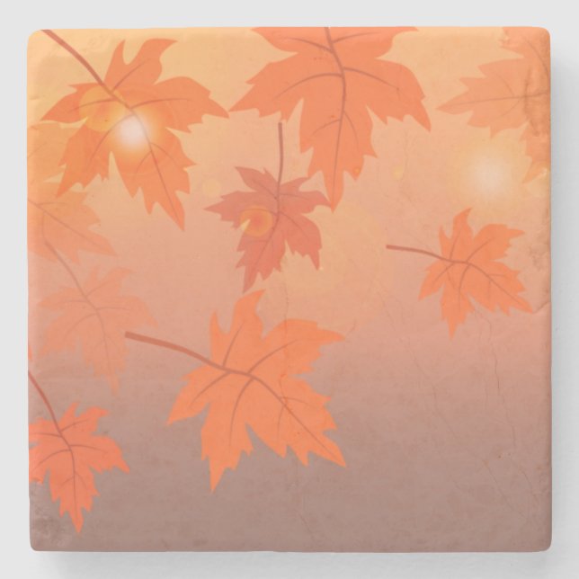 Autumn design with maple leaves and bokeh effect  stone coaster (Front)