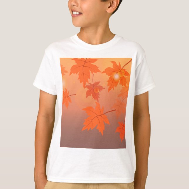 Autumn design with maple leaves and bokeh effect   T-Shirt (Front)