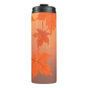 Autumn design with maple leaves and bokeh effect   thermal tumbler