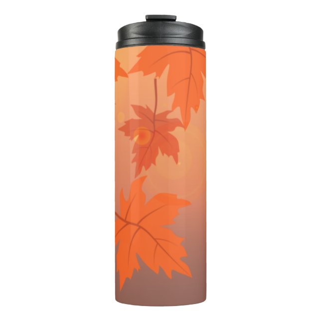 Autumn design with maple leaves and bokeh effect   thermal tumbler (Front)