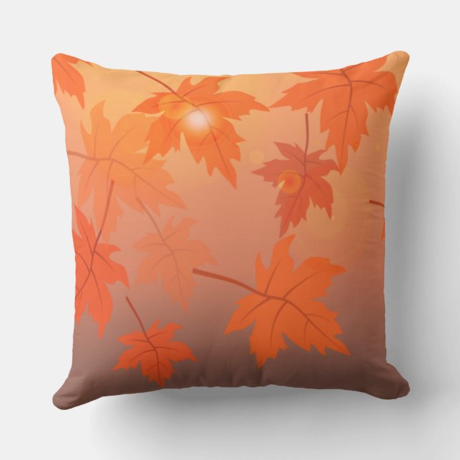Autumn design with maple leaves and bokeh effect   throw pillow (Back)