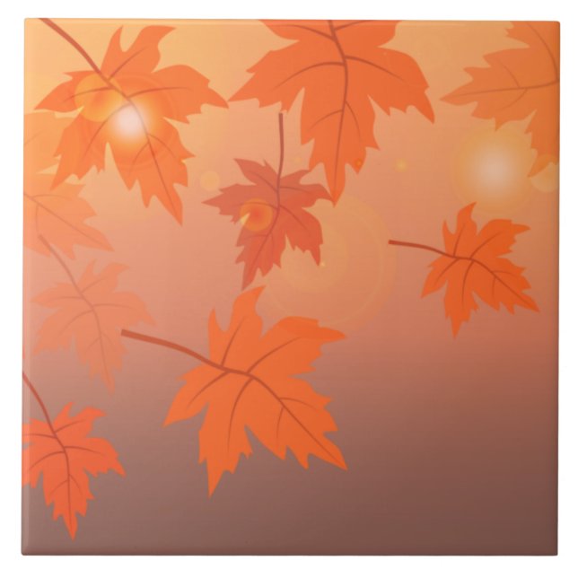 Autumn design with maple leaves and bokeh effect  tile (Front)