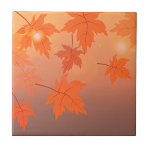 Autumn design with maple leaves and bokeh effect  tile