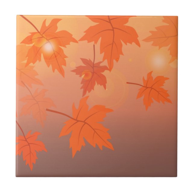 Autumn design with maple leaves and bokeh effect  tile (Front)