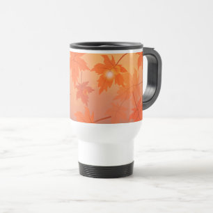 Autumn design with maple leaves and bokeh effect travel mug