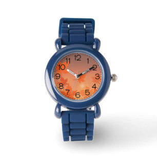 Autumn design with maple leaves and bokeh effect watch