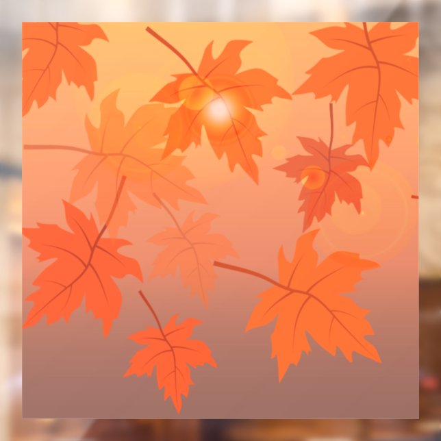 Autumn design with maple leaves and bokeh effect window cling (Sheet 2)