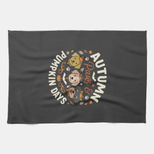Autumn Dog Pumpkin Paws Kitchen Towel