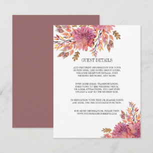 Autumn Dream   Elegant Wedding GUEST DETAILS Invitation