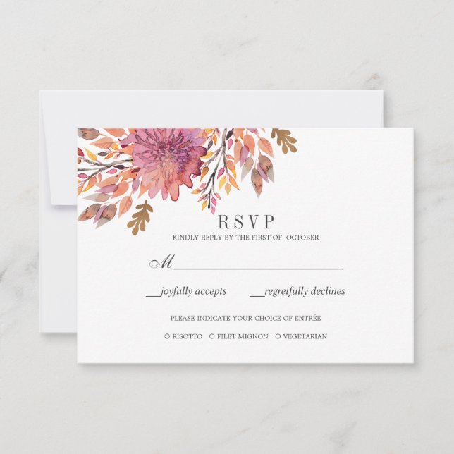 Autumn Dream | Wedding RSVP meal selection Card (Front)