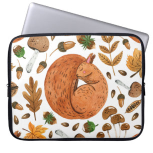 Autumn Dreams: Watercolor Squirrel Haven Laptop Sleeve