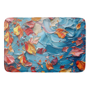 Autumn Drift – Abstract Falling Leaves Art Bath Mat